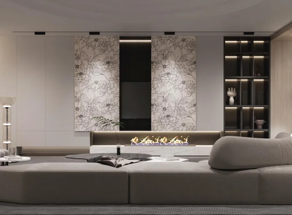 歐蒂尼新品家居板材花色-花開半夏，以牡丹黑白線稿演繹簡約詩韻